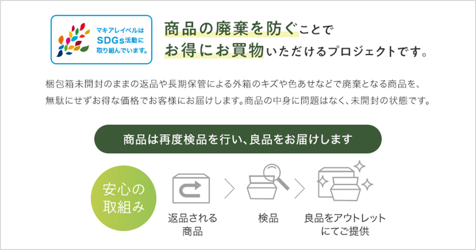 商品の廃棄を防ぐことでお得にお買物いただけるプロジェクトです。
